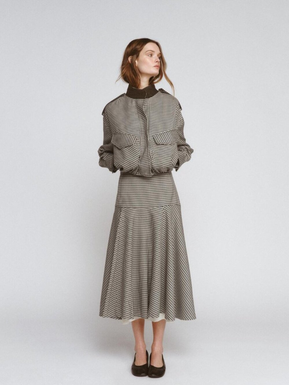 ZARA Woman Collection Plaid Midi Skirt Brown A Line Hidden Zip XS NWT Fall Chic